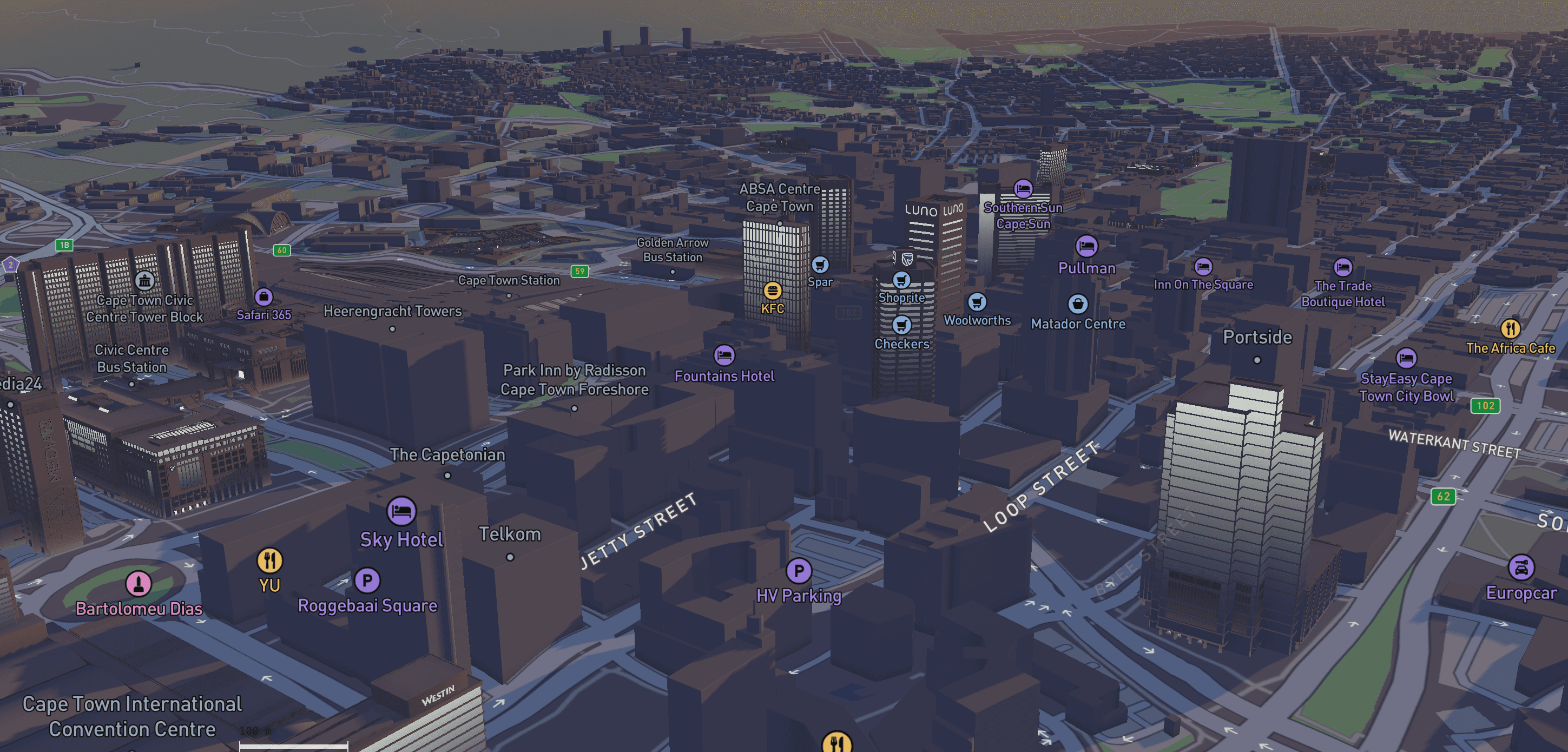 TerraGrid night mode map view